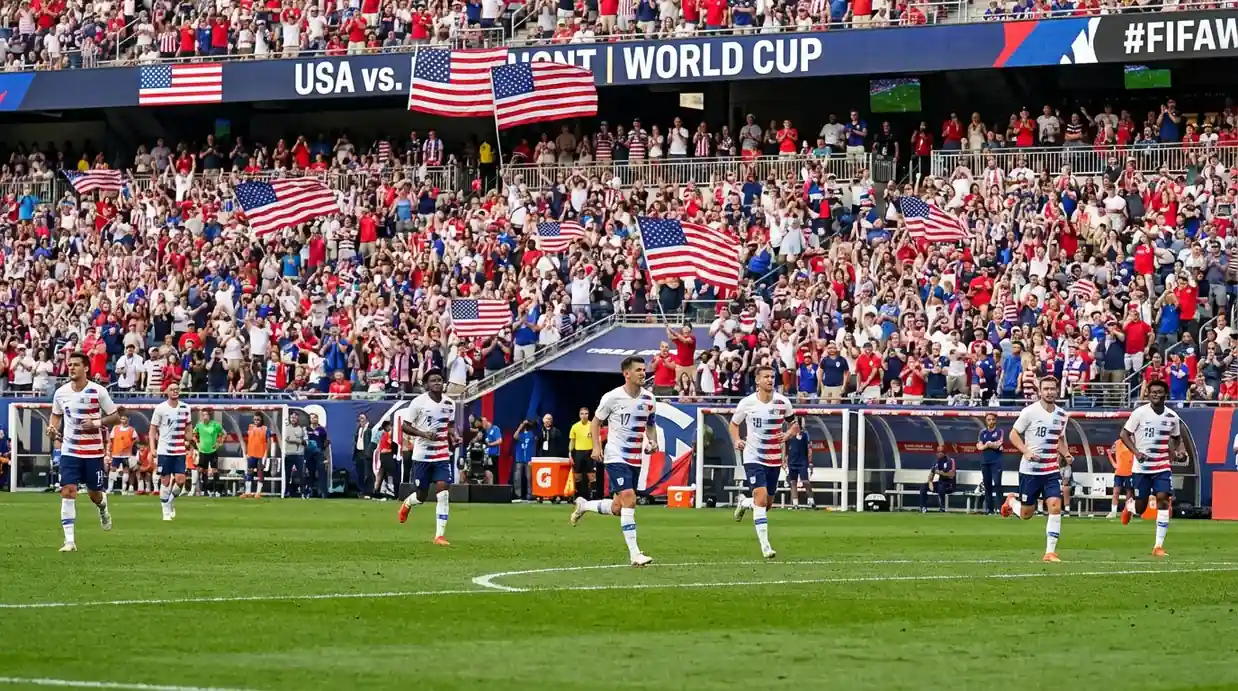 ASV futbola izlase baltajos kreklos Pasaules kausa 2026 turnīrā mājās
