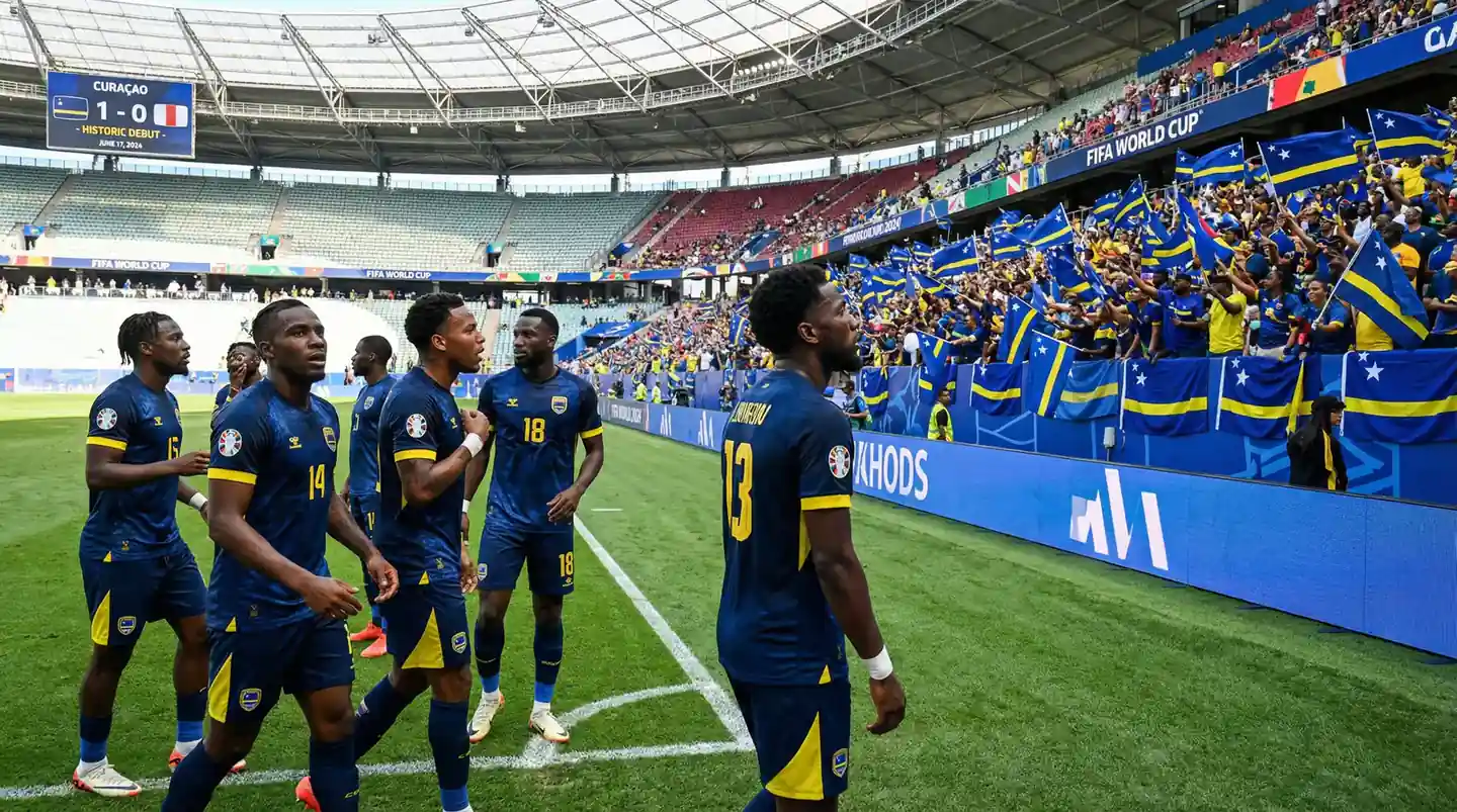 Kirasao futbola izlase zilajos kreklos Pasaules kausa 2026 vēsturiskajā debijā